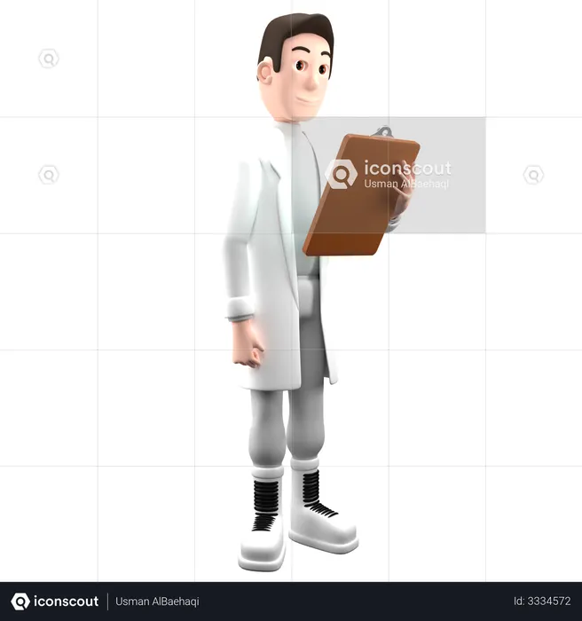 Doctor Holding Health Report  3D Illustration