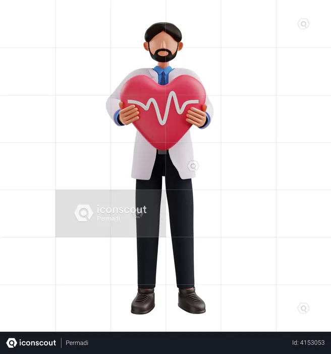 Doctor holding heart  3D Illustration