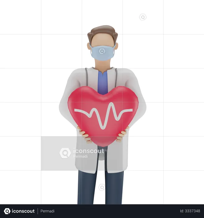 Doctor holding heart  3D Illustration