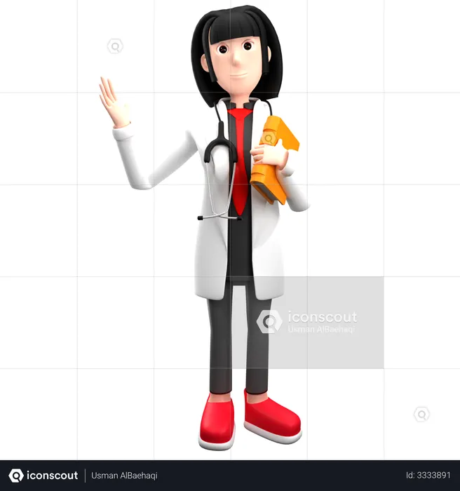 Doctor sosteniendo informe  3D Illustration