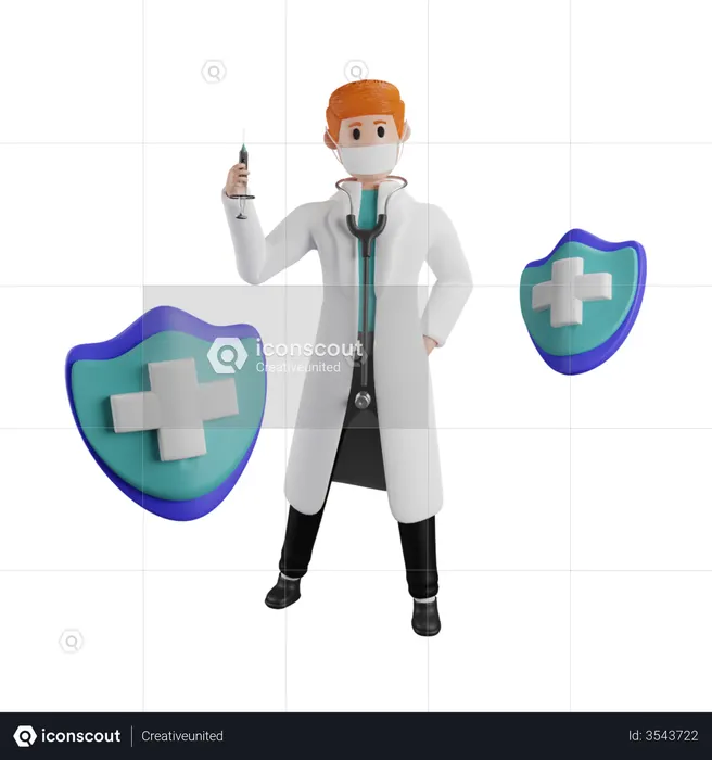 Doctor holding injection  3D Illustration