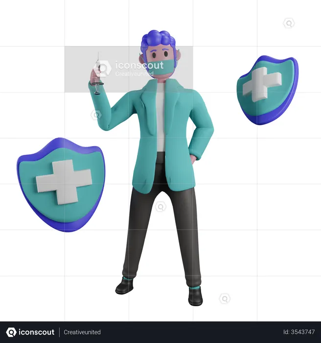 Doctor holding injection  3D Illustration