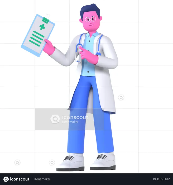 Doctor Holding Medical Record  3D Illustration