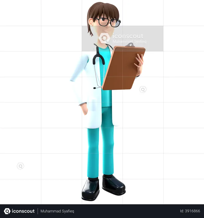 Doctor Holding Medical Report  3D Illustration