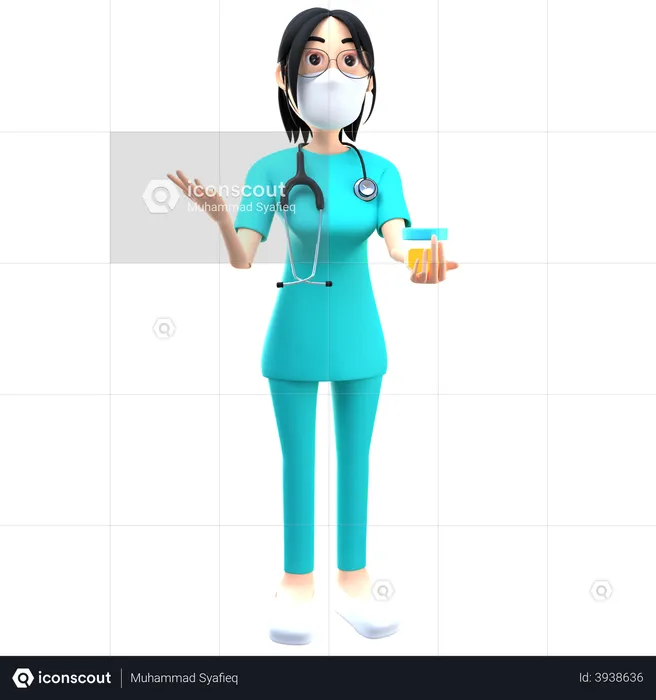 Doctor Holding Medicine  3D Illustration