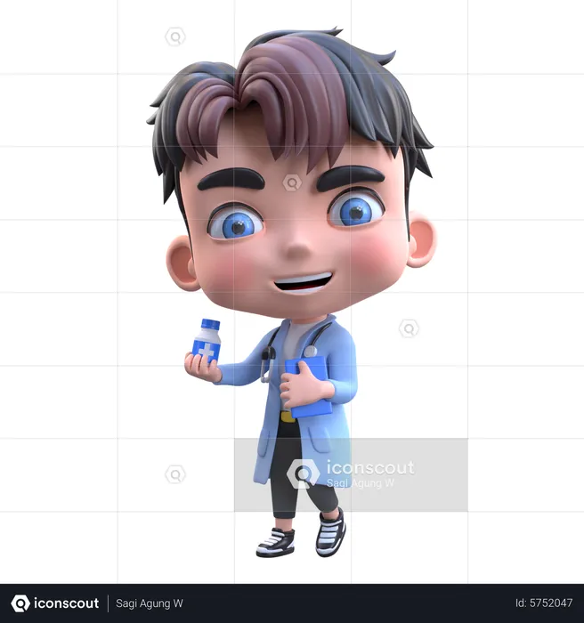Doctor holding medicine bottle  3D Illustration