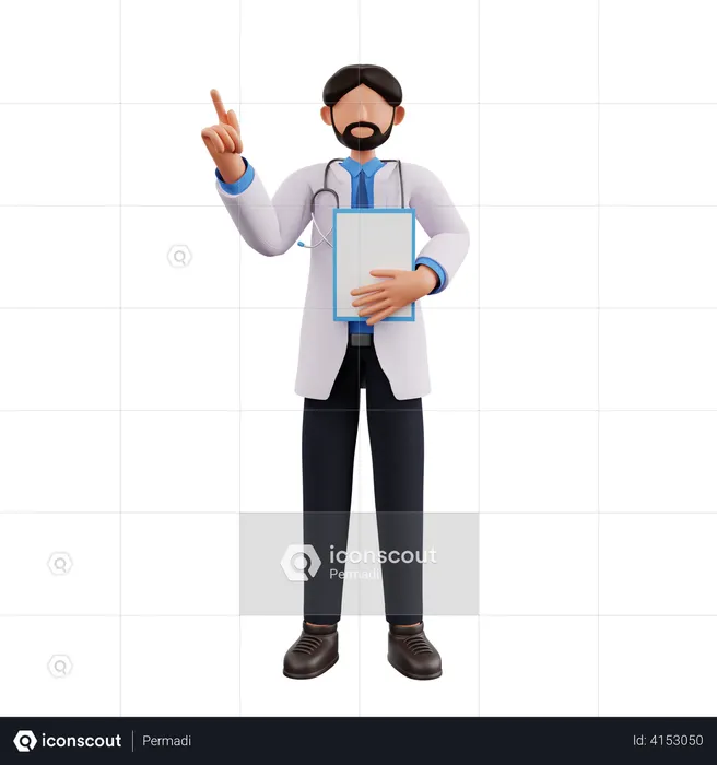 Doctor sosteniendo informe del paciente  3D Illustration