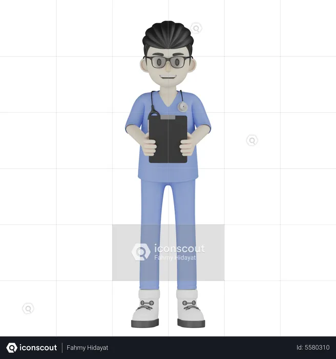 Doctor Holding Report  3D Illustration