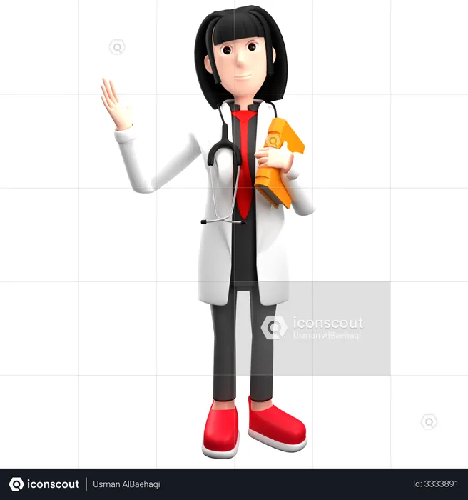 Doctor Holding Report  3D Illustration