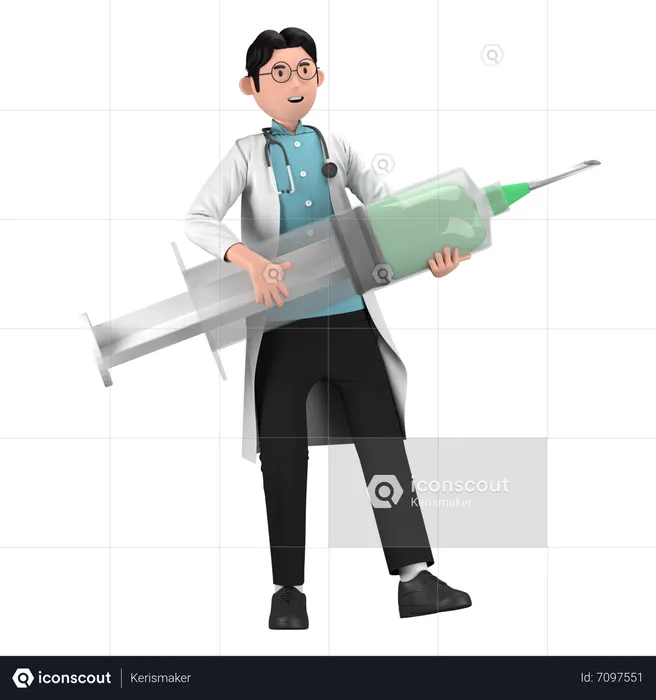 Doctor Holding Syringe  3D Icon
