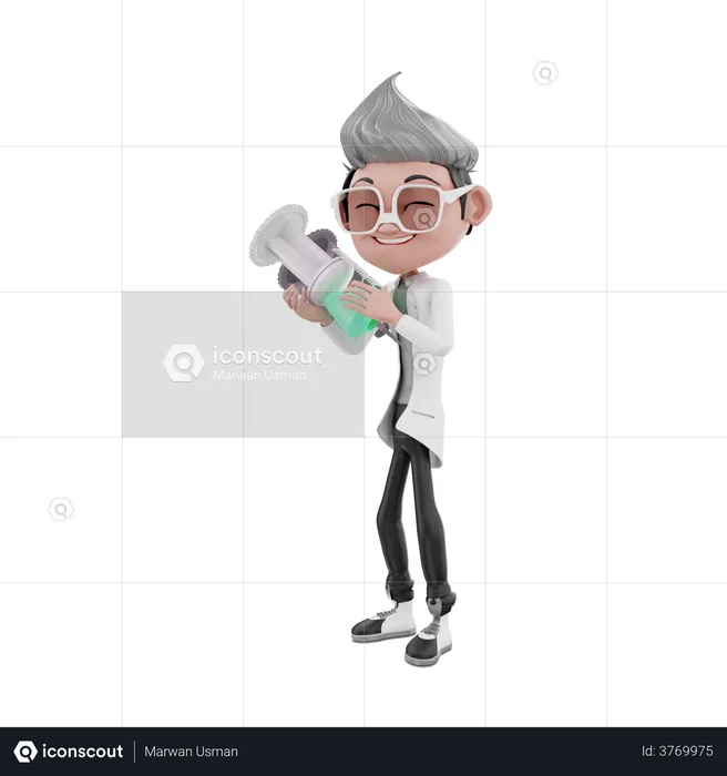 Doctor holding vaccine injection  3D Illustration