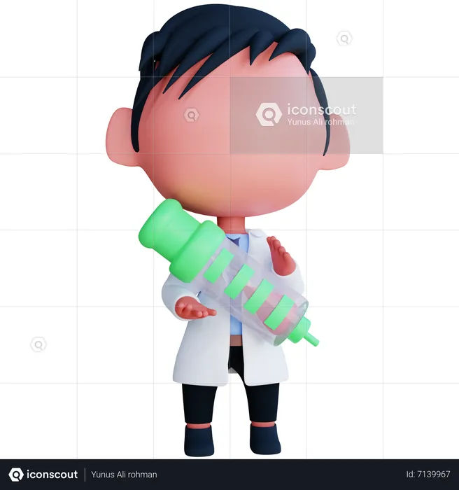 Doctor holding vaccine syringe  3D Illustration