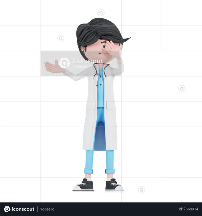 Doctor in confused pose  3D Illustration