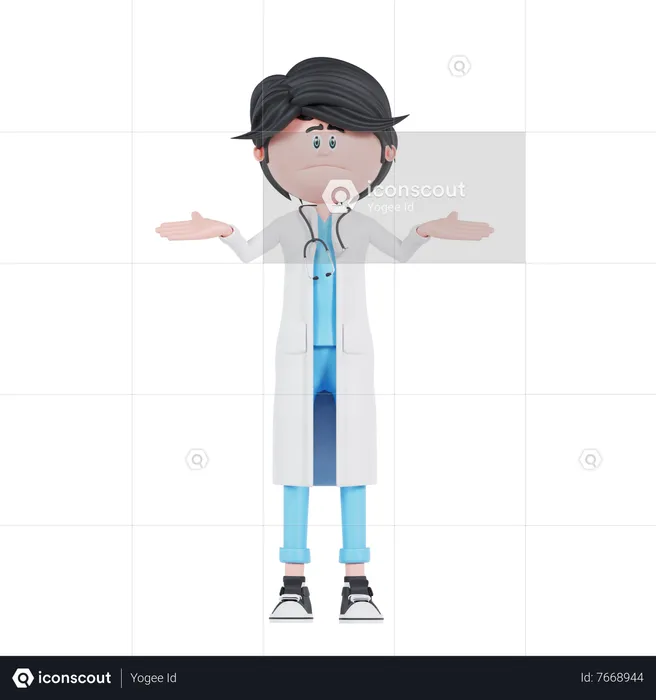 Doctor in doubt  3D Illustration