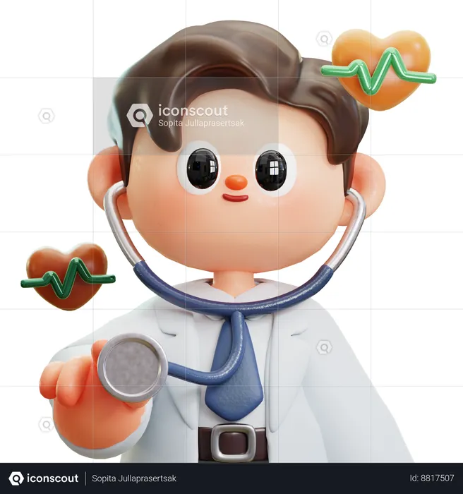 Doctor Is Examining Patient With Stethoscope  3D Illustration
