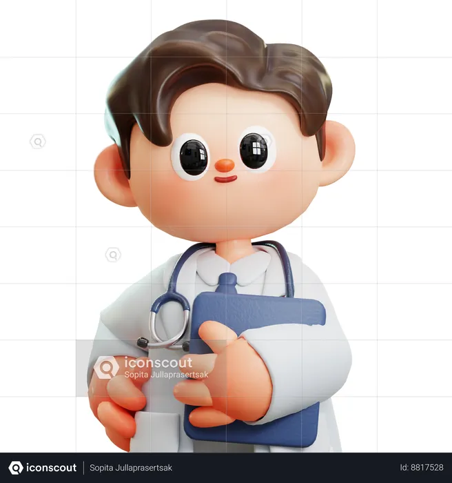 Doctor Is Holding Medical Report Clipboard  3D Illustration