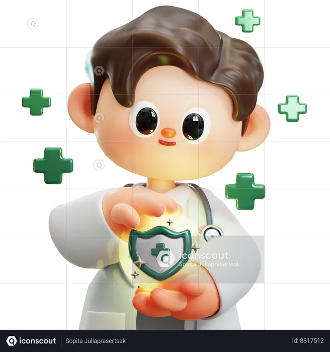 Doctor Is Protecting His Patients Life  3D Illustration