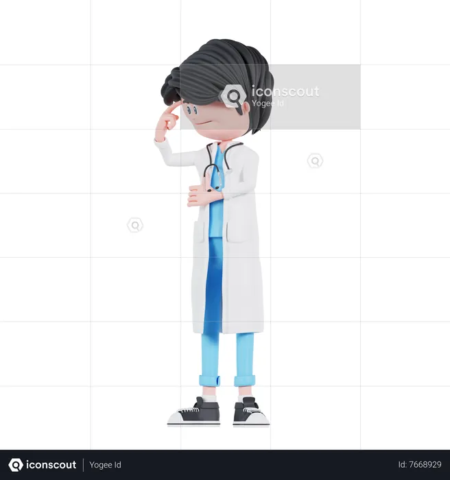 Doctor is thingking pose.  3D Illustration