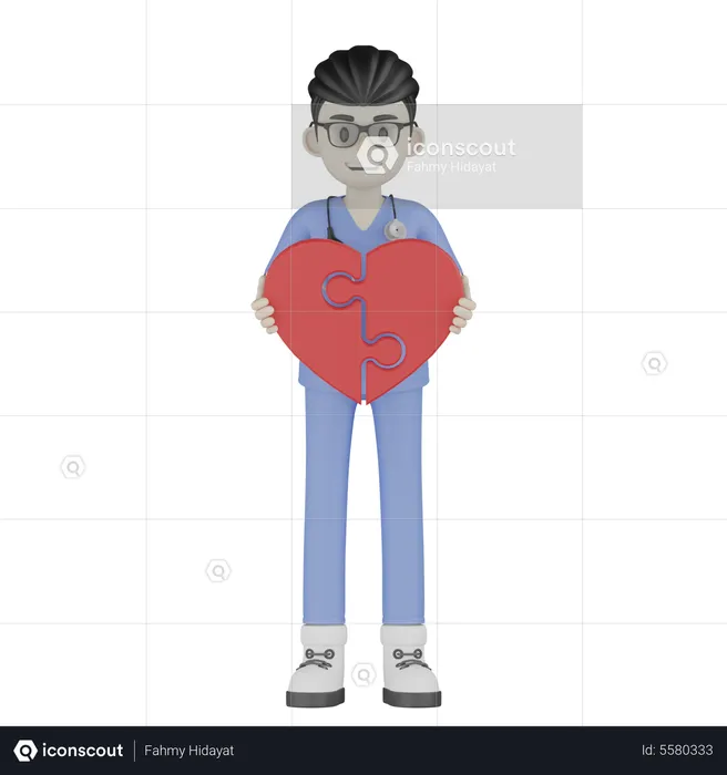 Doctor Joined Heart  3D Illustration