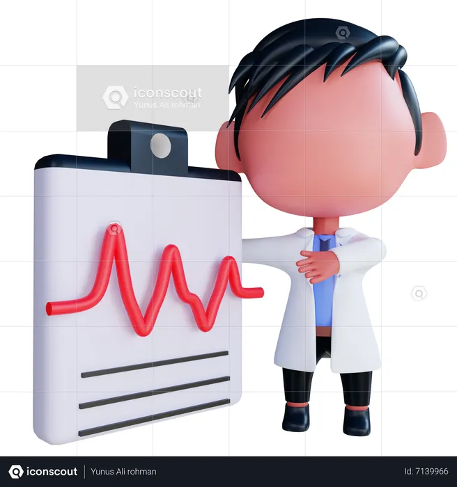 Doctor looking at cardiogram report  3D Illustration
