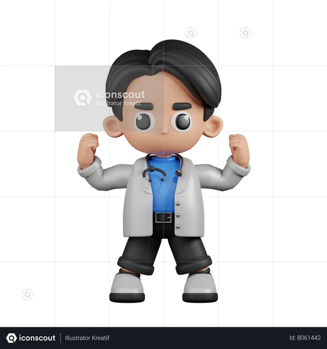 Doctor Looking Strong  3D Illustration