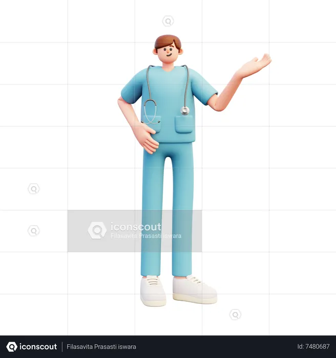Doctor Makes Presentation Gesture  3D Illustration
