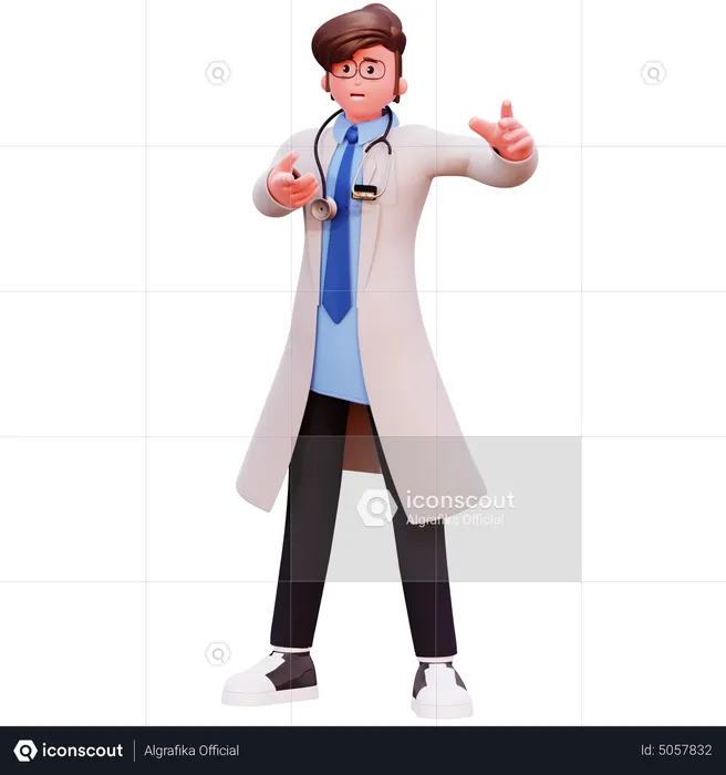 Doctor masculino muestra algo  3D Illustration