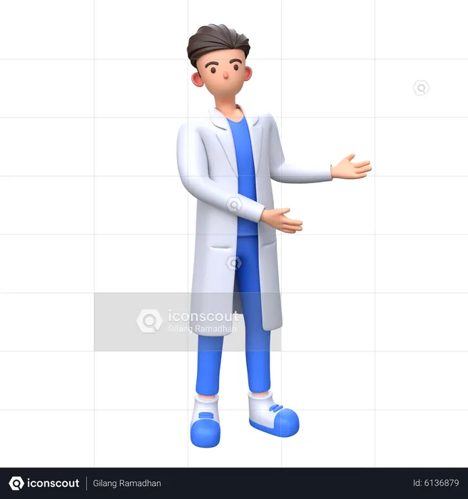 Doctor mostrando algo en el lado derecho  3D Illustration