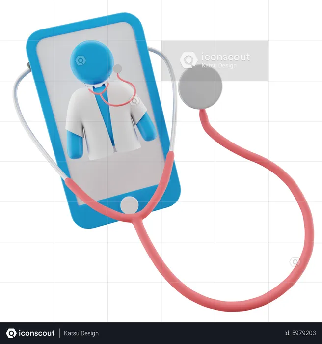 Doctor on Mobile  3D Illustration