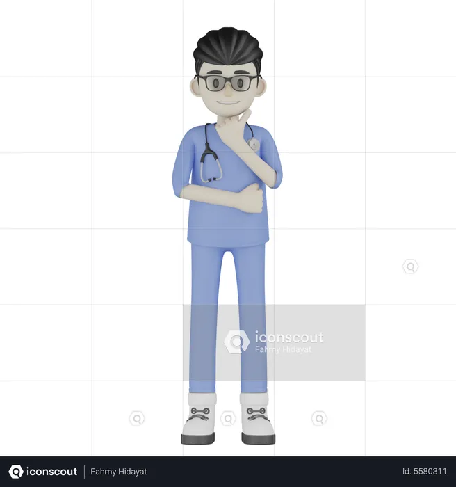 Doctor pensando  3D Illustration