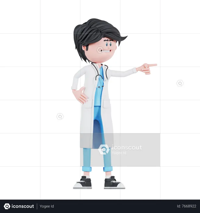 Doctor pointing left finger  3D Illustration