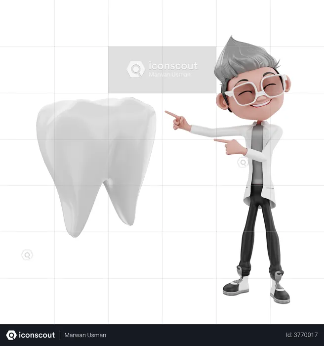 Doctor pointing on tooth  3D Illustration