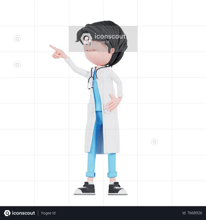 Doctor pointing to right  3D Illustration