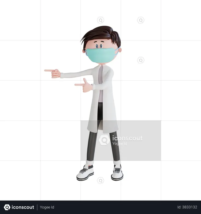 Doctor pointing to the left side  3D Illustration