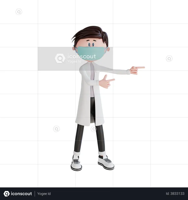Doctor pointing to the right side  3D Illustration