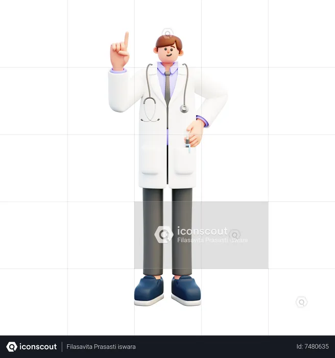 Doctor Pointing Up  3D Illustration