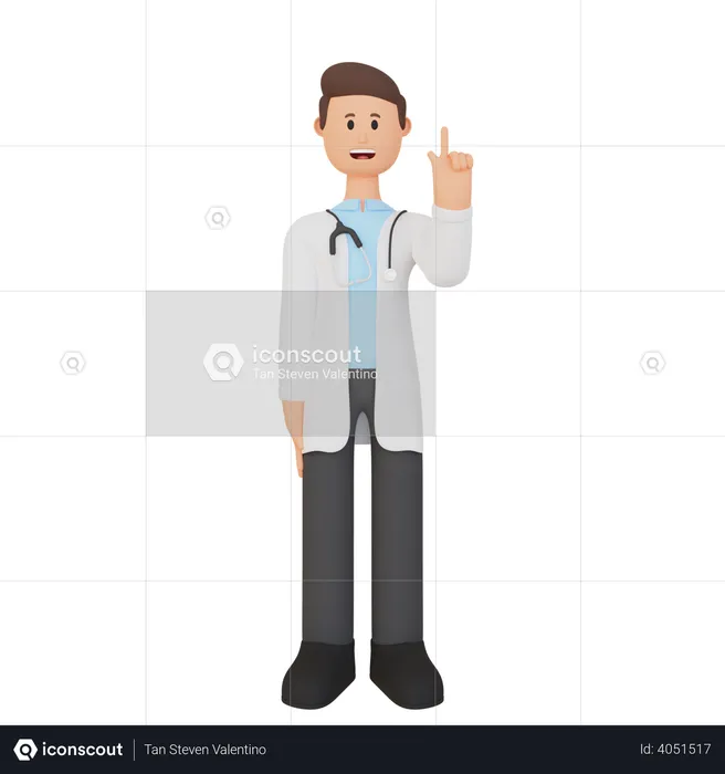 Doctor pointing up  3D Illustration
