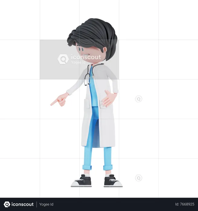 Doctor pose pointing to right  3D Illustration