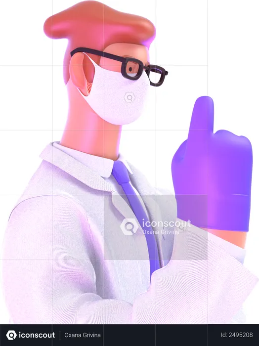 Doctor raising his finger  3D Illustration