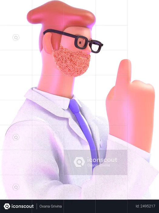 Doctor raising his finger  3D Illustration