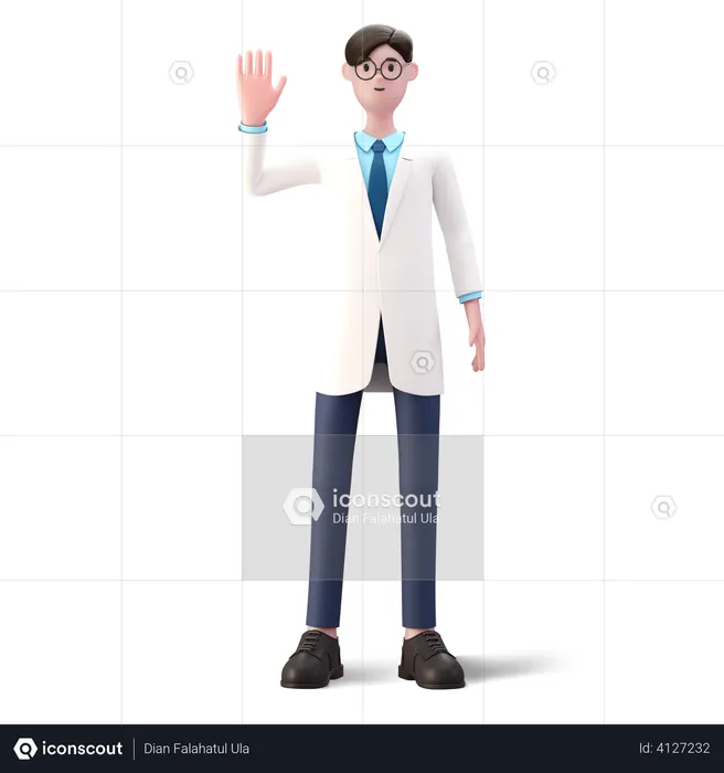 Doctor raising his hand  3D Illustration