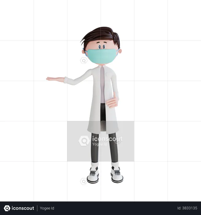 Doctor rising right hand pose  3D Illustration