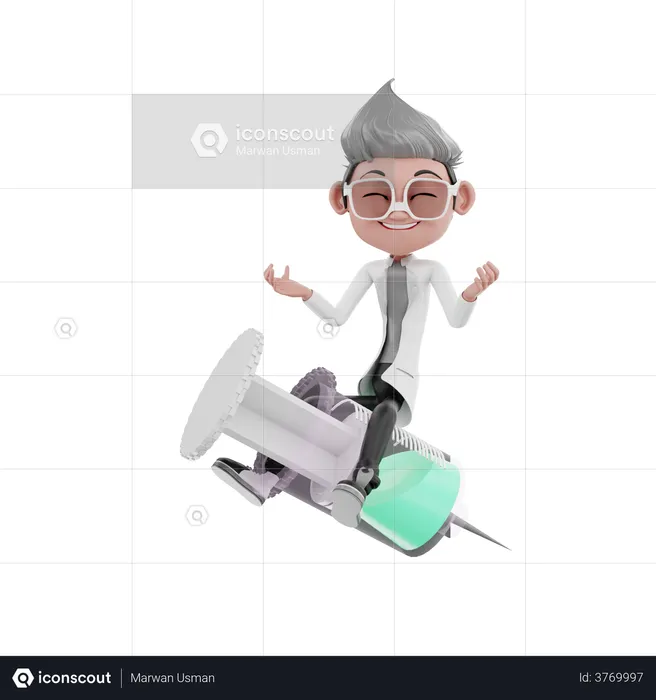 Doctor seating on injection  3D Illustration