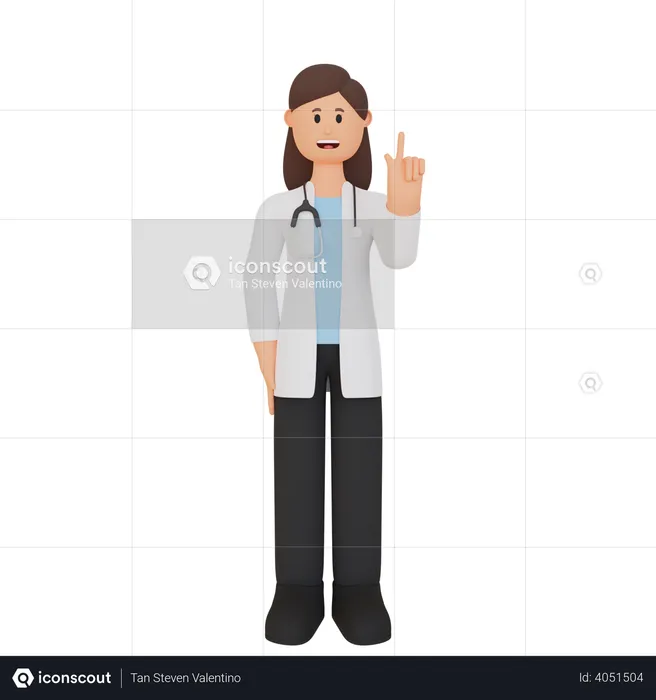 Doctor apuntando hacia arriba  3D Illustration