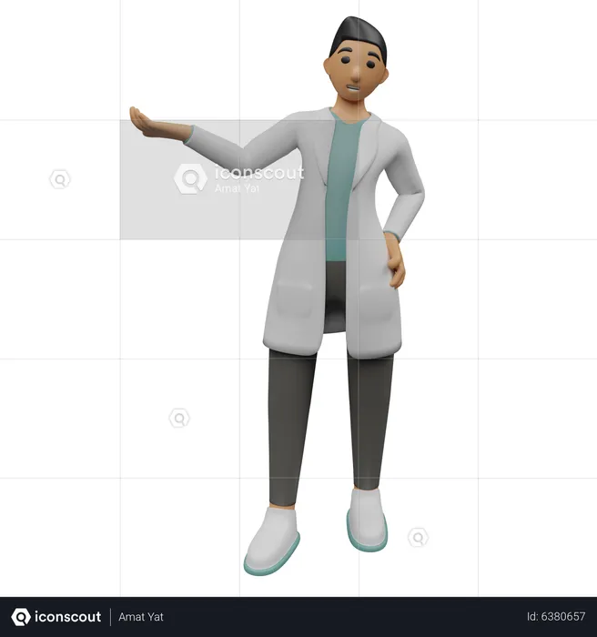 Doctor showing left side  3D Icon