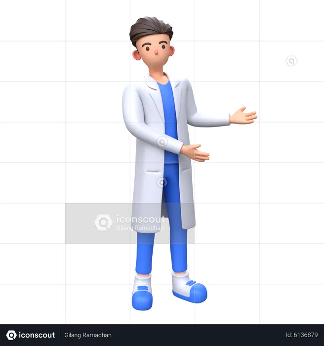 Doctor showing something in right side  3D Illustration