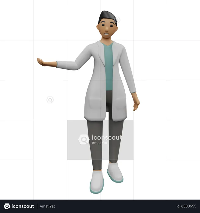 Doctor showing something left  3D Icon