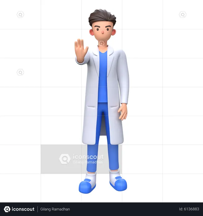 Doctor showing stop gesture  3D Icon