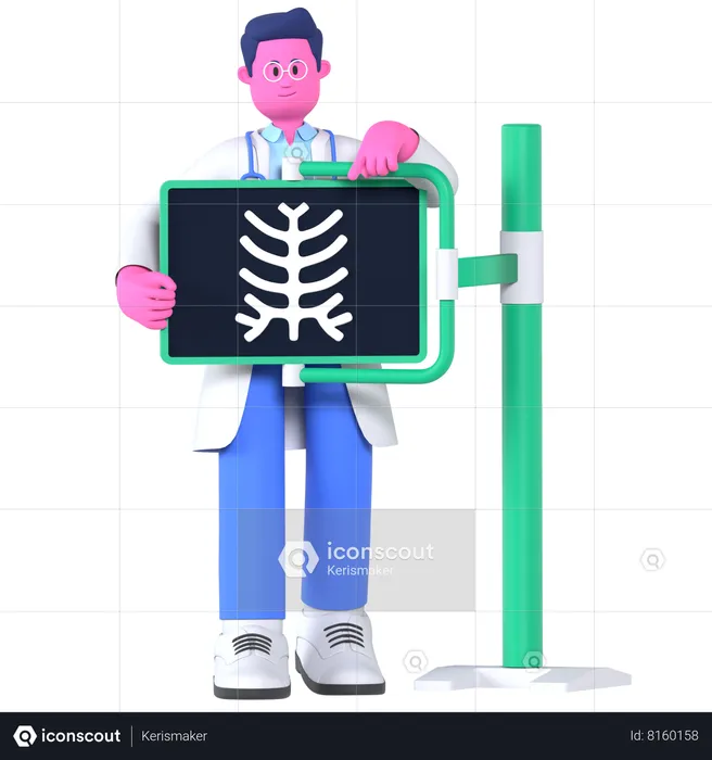 Doctor Showing X-ray  3D Illustration