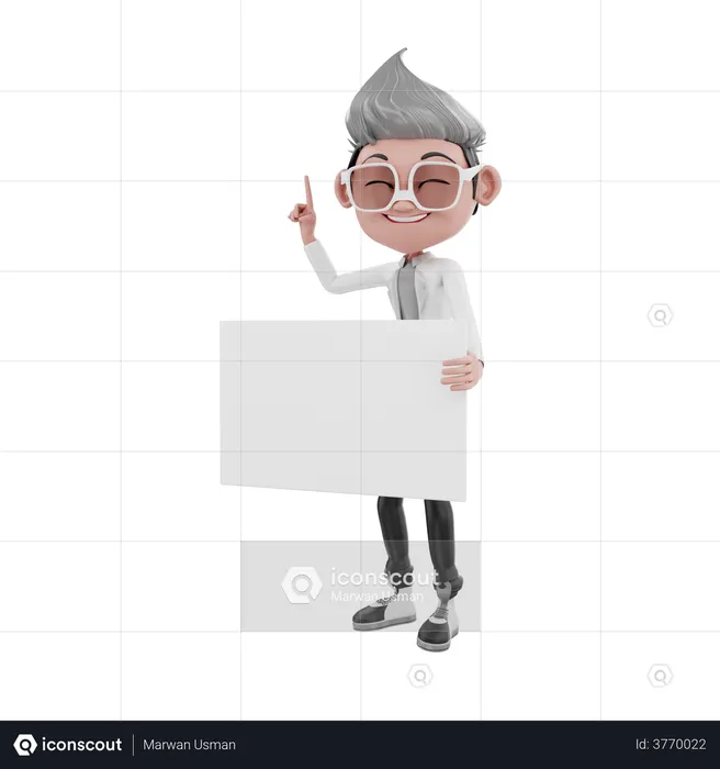 Doctor sosteniendo tablero en blanco  3D Illustration